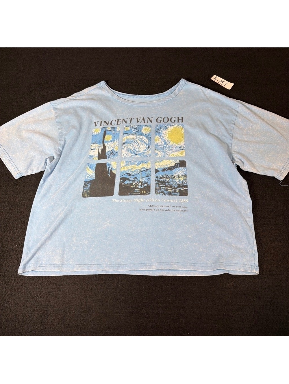 Vinyl Icons Vincent Van Gogh Starry Night Women’s L Blue Cropped Graphic T-Shirt